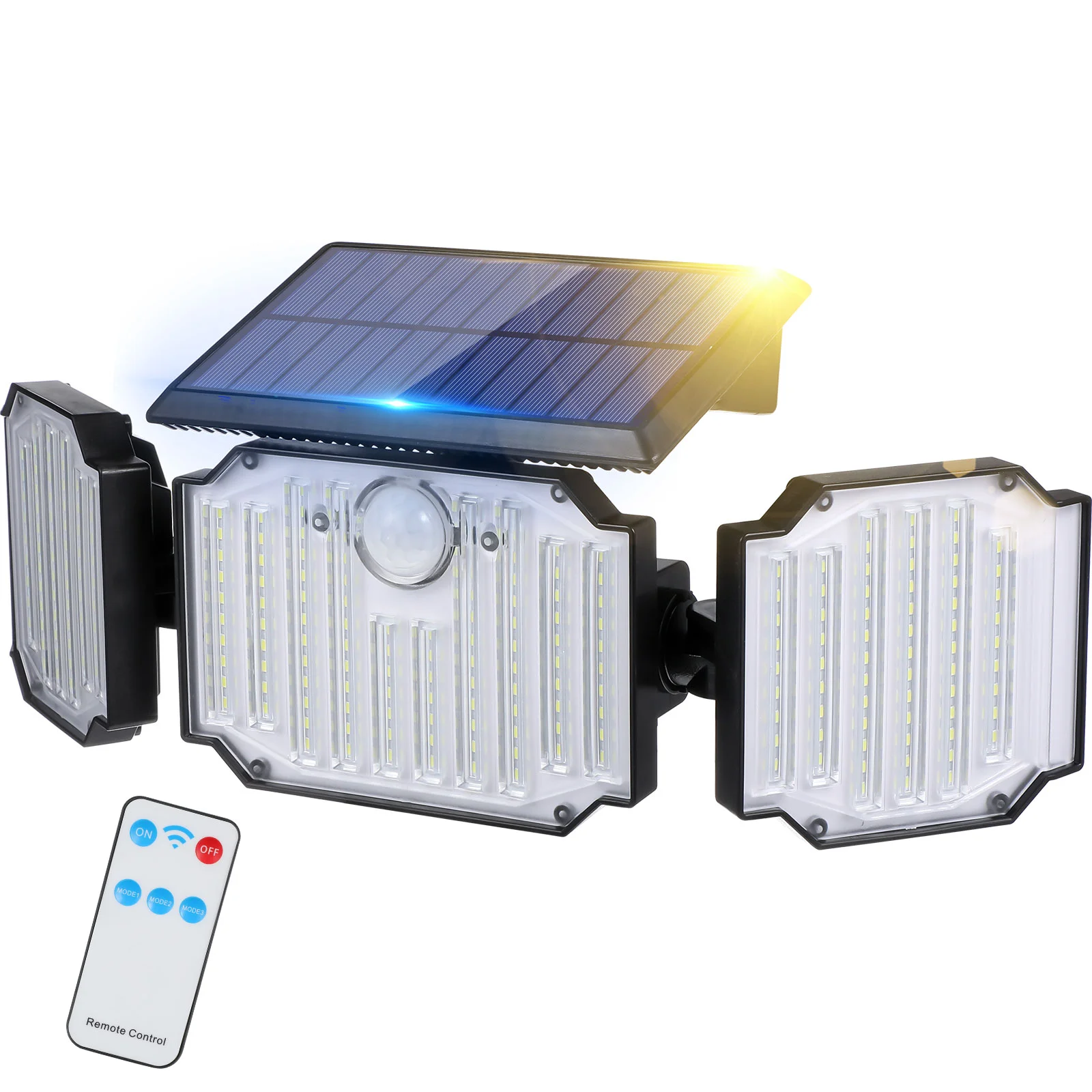 Outdoor 238LED Solar Wall Light High Brightness Motion Sensor Remote Control Three LED Solar Powered Outdoor Lighting