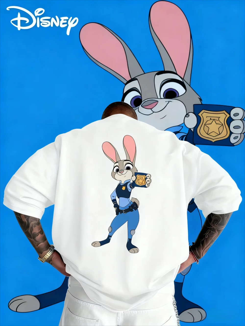 Camiseta con estampado de Judy de Disney, de la película Zootopia. Judy es un personaje de dibujos animados deportivo y casual de manga corta que es policía