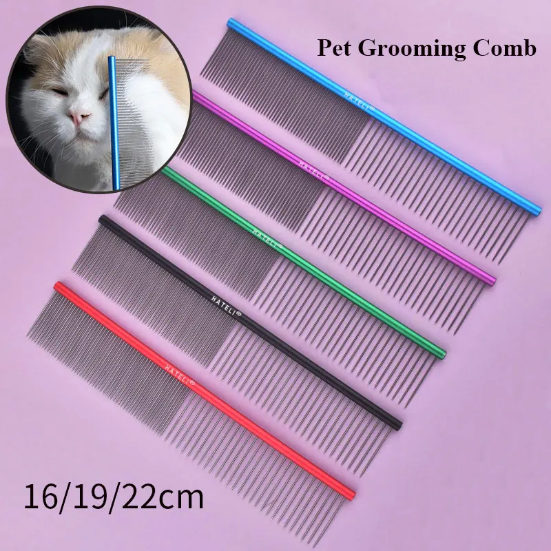 Stainless Steel Pet Beauty Styling Comb Dog Grooming Combs， Long Thick Hair Fur Removal Brush Pet Dog Grooming Combs 16/19/22cm