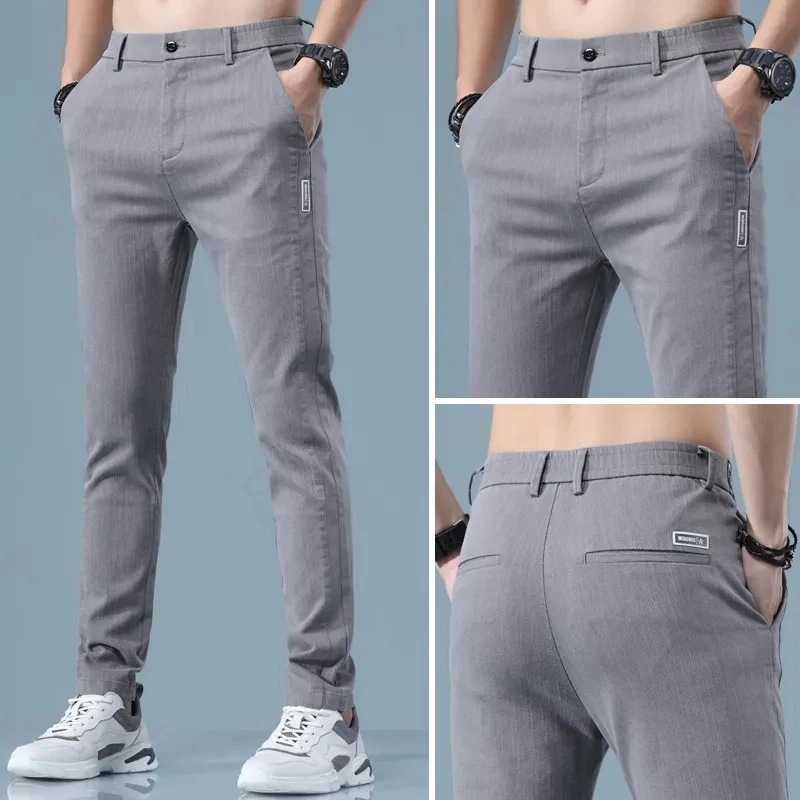 

2024 New Summer Classic Straight Men's Pants Gray Blue Black Loose Fashion Business Casual Trousers Male Brand Clothing Pants ﻿