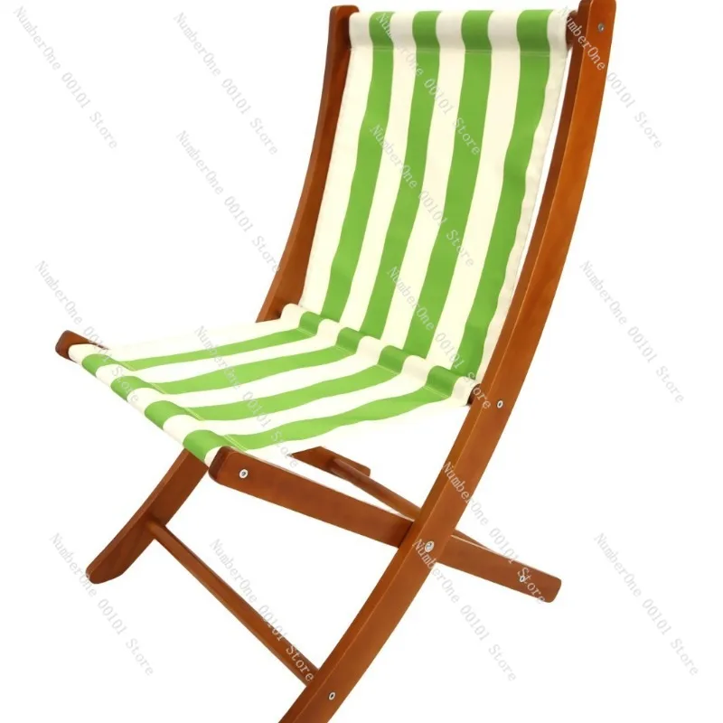 Upholstered beach chair Folding lounge chair,solid wood simple canvas lazy chair,portable outdoor lunch break home balcony chair