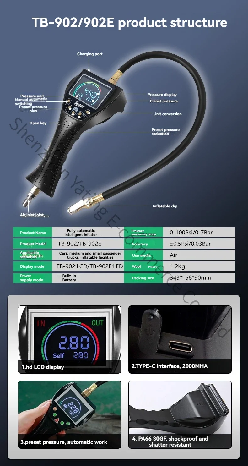 Automatic Tire Inflator Preset Pressure Automatic Inflation and Deflation Automobile Tire Inflator Inflation Pump