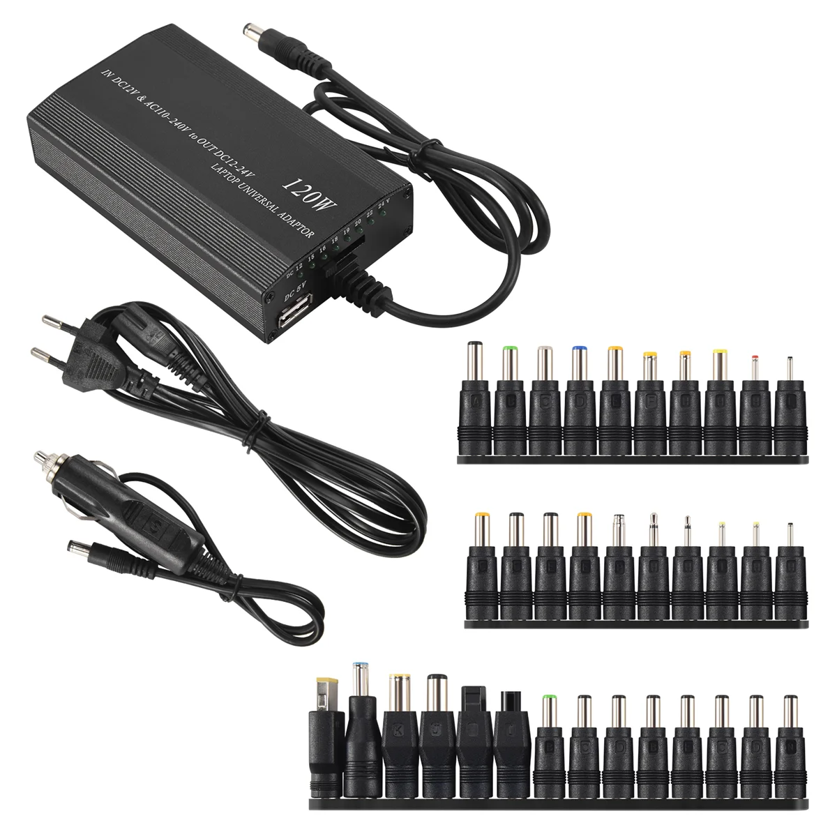 A42T Universal 120W 34 Tips Car Home Charger Power Supply Adapter for Laptop Notebook EU Plug