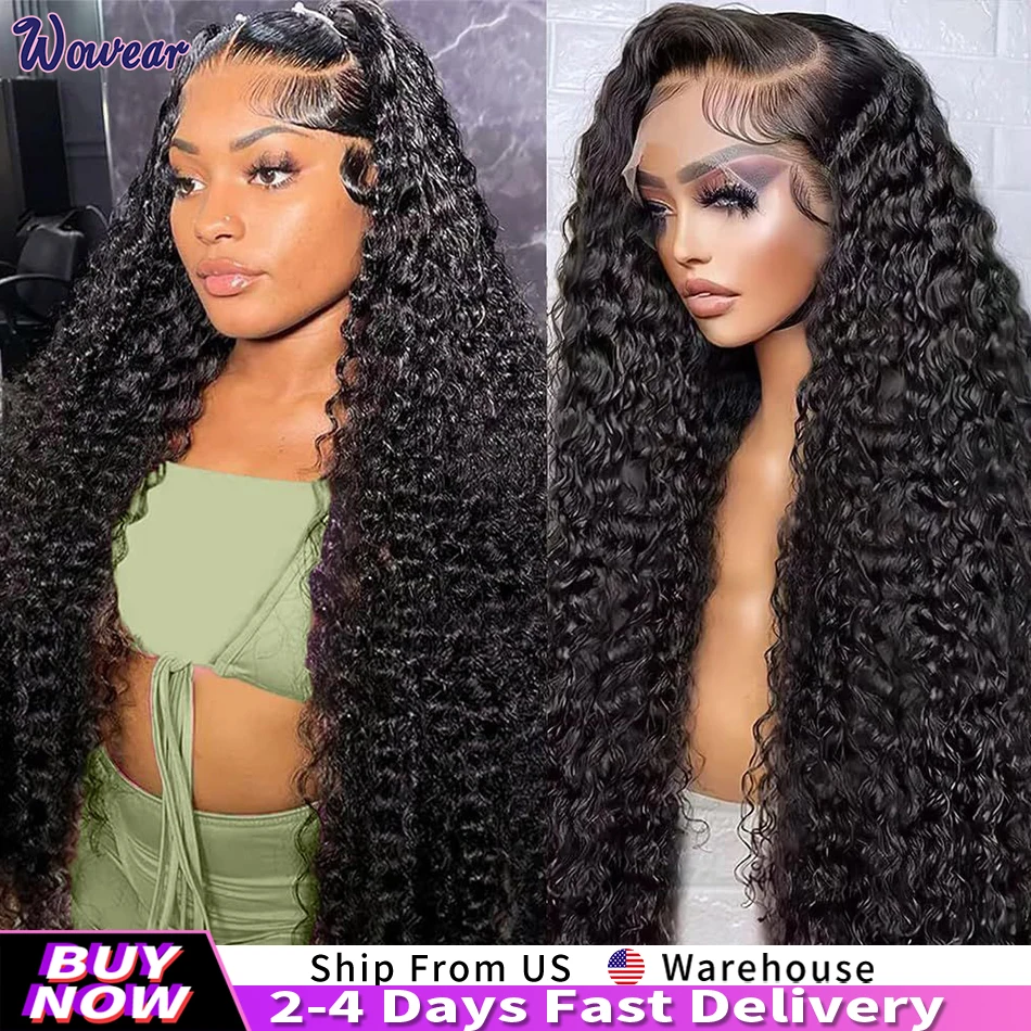 Water Wave 13x6 Frontal Wig HD Lace 200 Density Curly Wig Human Hair Transparent Lace Frontal Wig for Women Brazilian Hair Wig