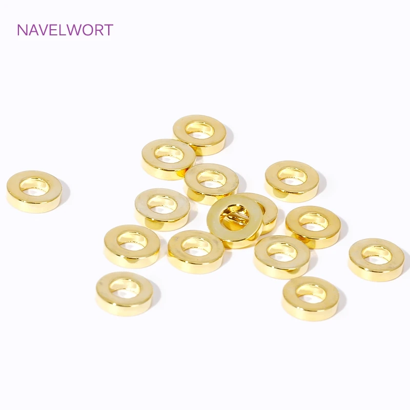 6mm * 1,5mm 18 Karat vergoldete Messing flache Abstands perlen glatte runde Abstands perlen für Schmuck herstellung DIY Armband Halskette Zubehör