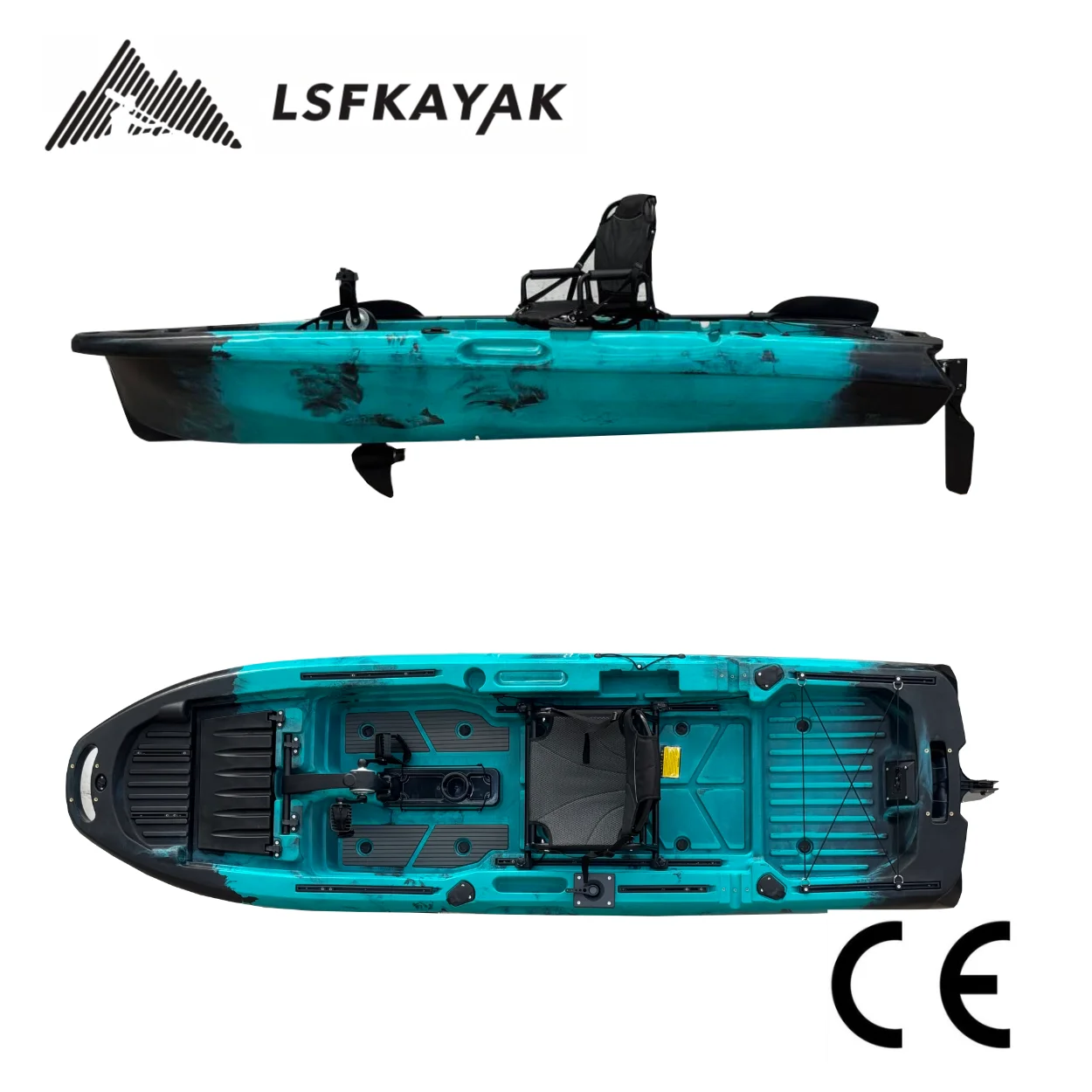 Single Popular 10FT Kayak Fishing Canoe  Wholesale  Price  Sit on Top Motorised Fishing Kayak Pedal Drive and Motor