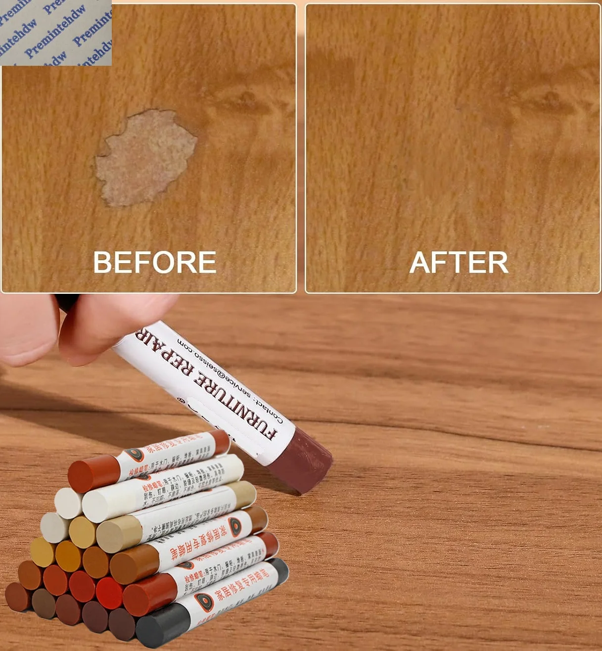 20Pcs Wood Filler Crayon Sticks For Furniture Surface Repairing