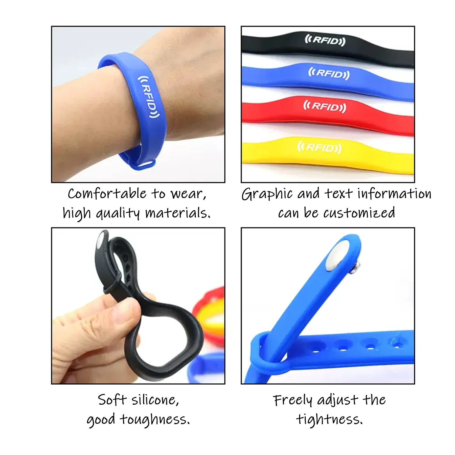 5pcs 13.56MHZ CUID Writable Bracelet Waterproof Silicone Wristband RFID Smart Chip Tag IC Copy Badge ISO14443A Clone Token Key