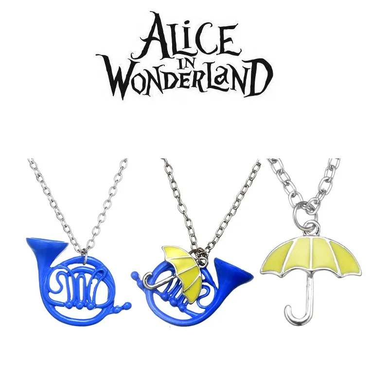 Disney Alice In Wonderland Necklace Anime Figures Cartoon Alloyed Necklaces Anime Merchandise Decoration Children Birthday Gifts