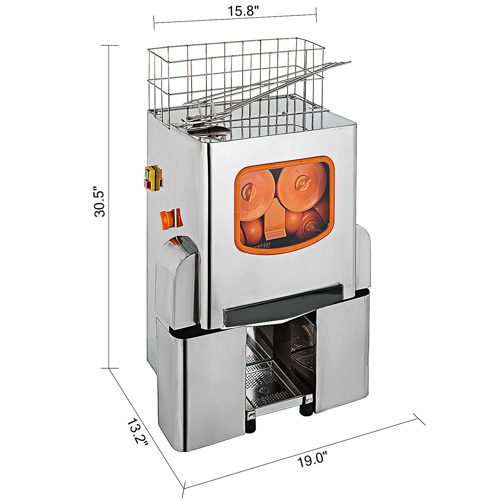 Vevor Commerciële Juicer Machine, 120W Oranje Squeezer Voor 22-30 Per Minuut, Elektrische Sapcentrifuge W/Pull-Out Filterdoos