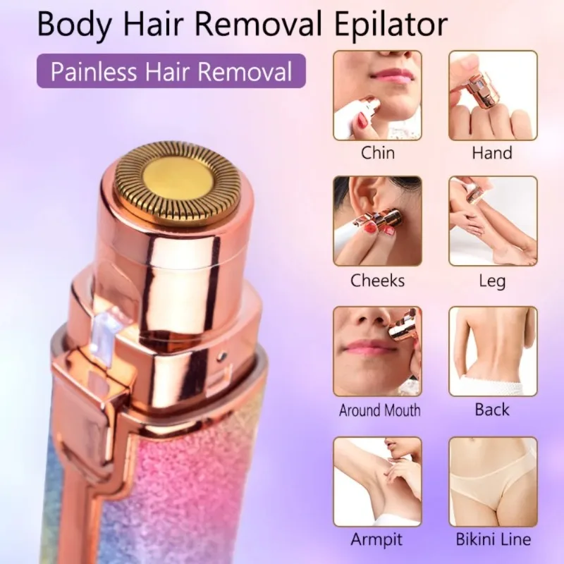 

New Electric Eyebrow Trimmer for Women 2 In1 Rechargeable Facial Hair Removal & Eyebrow Shaver Painless Face Razor Body Epilator