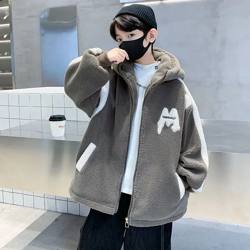 2025 Winter Boys' Oversized Fleece-Lined Thickened Cotton Parka Coat - Warm Toddler Boys' Winter Outfit with Hood