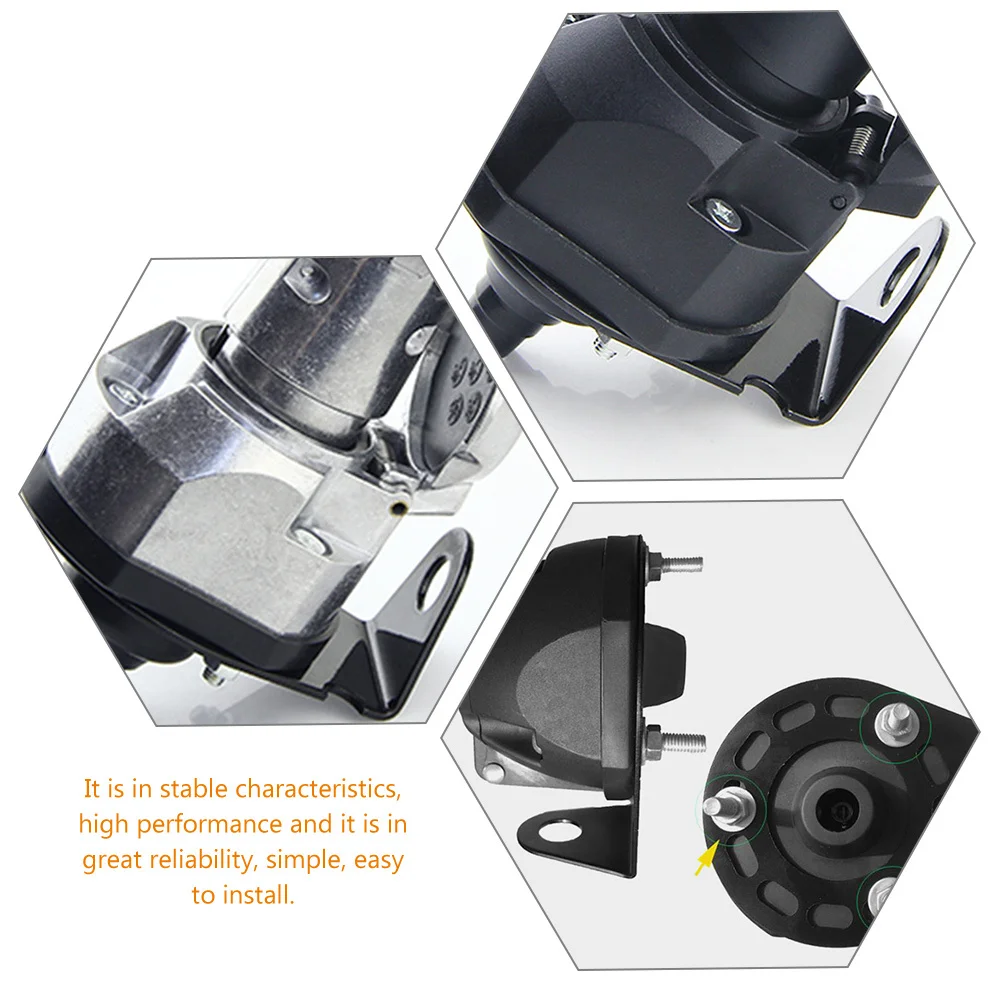 

Heavy Duty Trailer Wiring Mount Bracket 7-Pin 13-Pin Vehicle Side Harness Socket Holder Strong Metal Build Glossy Protective
