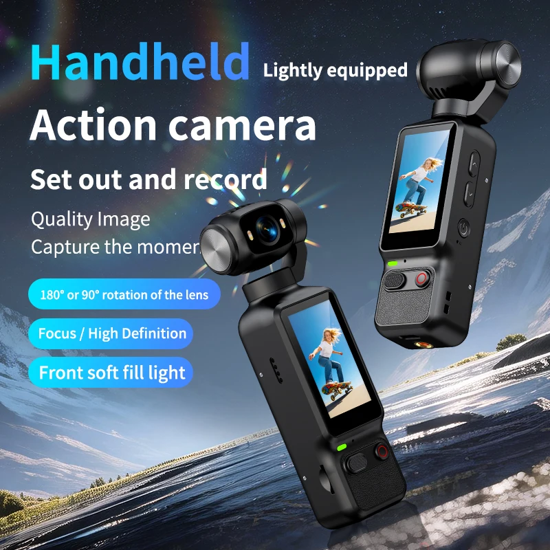 4K HD Handheld Pocket Vlog Camera LK-032 180° Rotatable Lens Anti Shake Portable Gimbal Action Video Camera