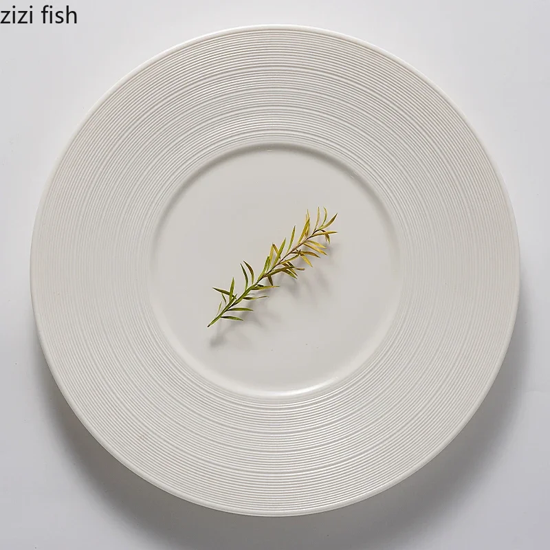 

Circular Brushed Plate Ceramic Steak Plate Dessert Plate Restaurant Sashimi Sushi Plates Serving Plates Ceramic Tableware