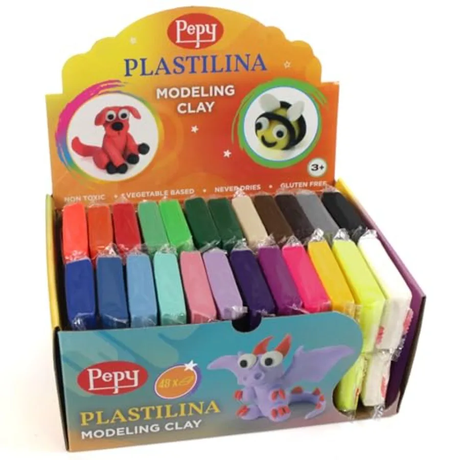

Plastilina Reusable and Non-Drying Modeling Clay Gift and Classroom Set; Set of 48 Bars 1.4 Ounce Each 2 Each of 24 Colors Perf