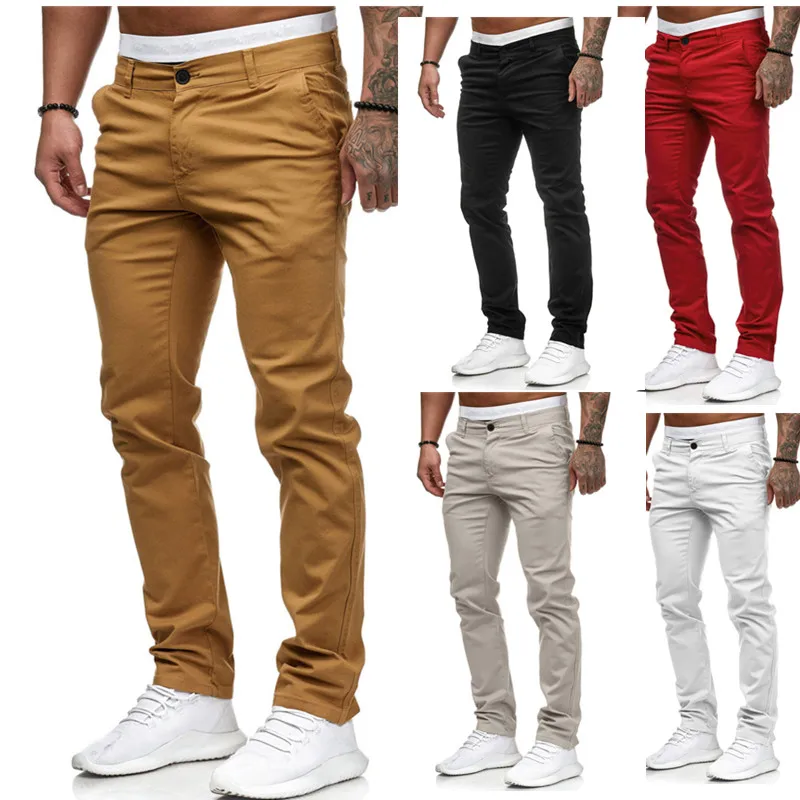

Men's Cotton Skinny Jeans Casual Bla Pants Low Waist Straight Leg Length Trousers for Youth Spring Autumn Winter Wear