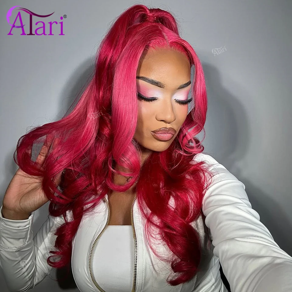 

Розовый цвет 13x4 13x6 Парики из натуральных волос на кружеве Прозрачный парик из объемных волн Remy Предварительно выщипанный кораллово-красный бесклеевой парик на шнурке