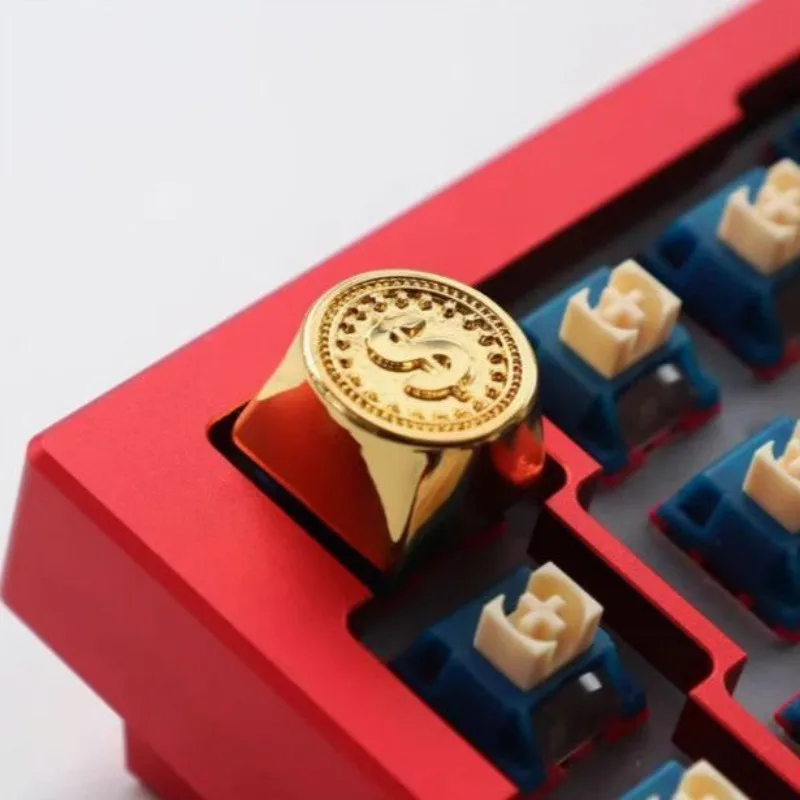 New USD Gold Coin Theme Anime Keycaps Mechanical Keyboard Metal Customization PC Gaming Keyboard Accessories Gift Collection