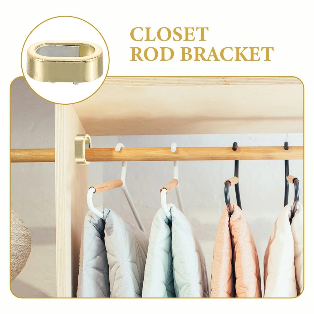 4 قطعة قضيب خزانة دعم قوس أنيق تصميم أنيق دائم مقاومة للصدأ سهلة التركيب يناسب معظم أنماط ديكور المنزل #1