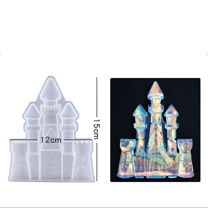 High Mirror Epoxy Resin Castle Mold DIY Crystal Epoxy Resin Casting Molds for Handmade Castle Ornament Home Desktop Decoration