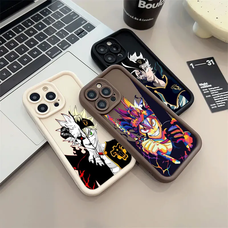 Asta Black Clover Anime Phone Case For iPhone 16 15 14 13 11 Pro Max 12 Mini XS Case For iPhone 15 16 Plus Soft Protective Cover