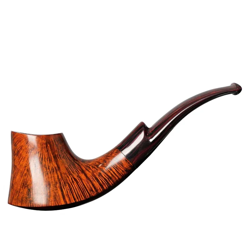 Fresh Bee Stone Nanmu Pipe Handmade Solid Wood Volcano Curved Pipe for Men's Old Style Traditional Filter Cigarette Accessories