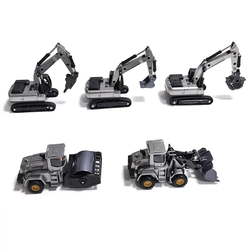 1:70 5 Styles Mini pelle perceuse Bulldozer jouets alliage ingénierie moulé sous pression véhicule de Construction gris pour enfants garçons cadeau