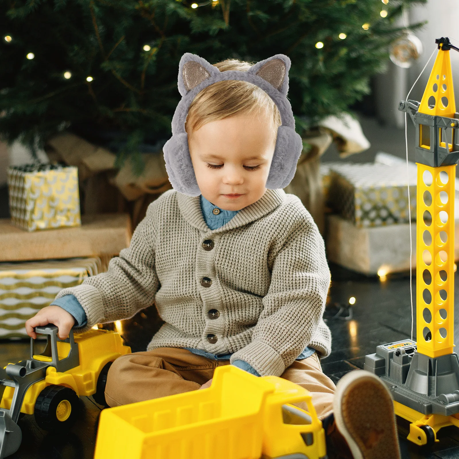 

Kids Cat Ear Earmuff Soft Skin-Friendly Material Winter Warm Earmuff Ear Cover Small Size Compact Storage Outdoor Use
