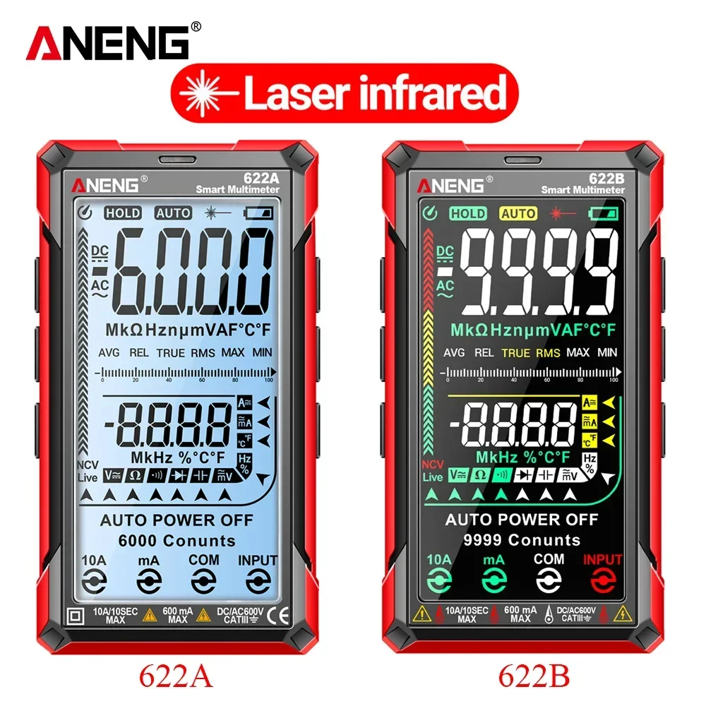 ANENG 622A/B Screen Laser Infrared Digital Multímetro Tester Multimetro Meter Multitester with Lamp Capacitance Multimetre Tools