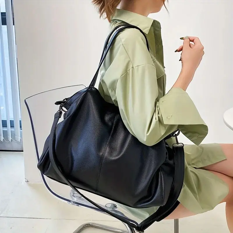 

Large Black Shoulder Bag for Women Hobo Shopper Bag Sol Single Shoulder Handbag Leather Popular Elements Triangular Zongzi Bag