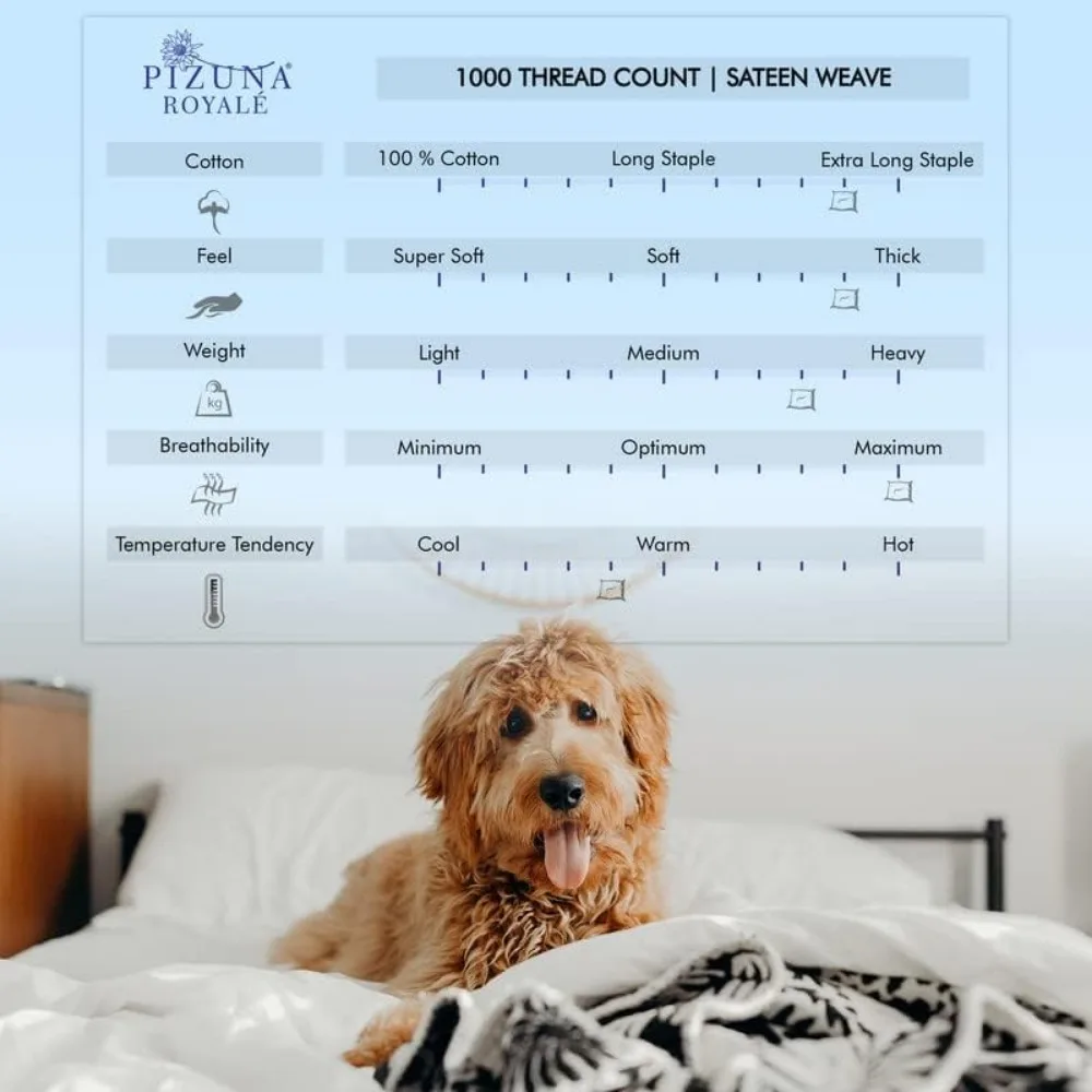 طقم غطاء لحاف قطن 100% مقاس كينج - عدد 1000 خيط طويل من نسيج الساتان القطني مع زر إغلاق #5