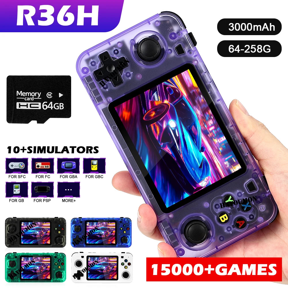 

NEW Linux System R36H Game Console Open Source Portable Pocket Video Player 64GB Handheld Video Game Console Video Gaming Player