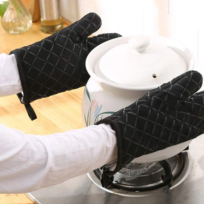2Pcs Oven Baking Gloves Heat-insulating Oven Mitts Anti-scald Microwave Gloves High Temperature Resistant Kitchen Oven Mitts