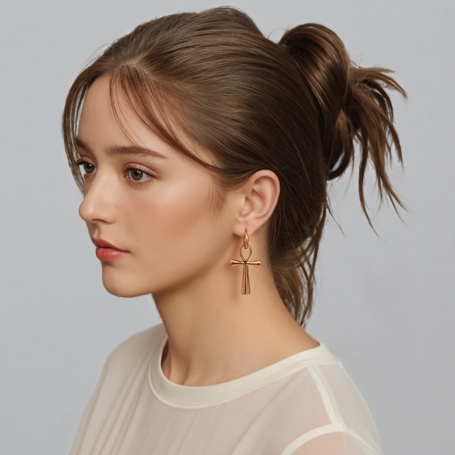 Cross Dangle Earrings with Removable Pendant, Stainless Steel 18K Gold Plated Hypoallergenic Party Accessories for Women