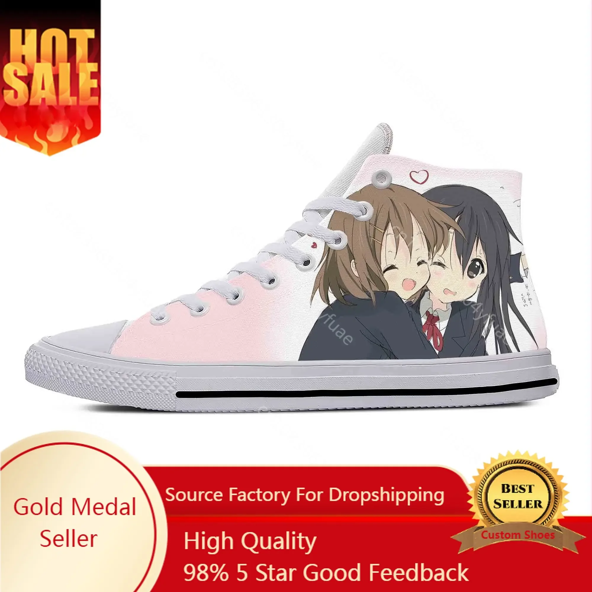 

Anime Manga Cartoon K-On Akiyama Mio Hirasawa Yui Casual Shoes Lightweight High Top Breathable Board Shoes Men Women Sneakers