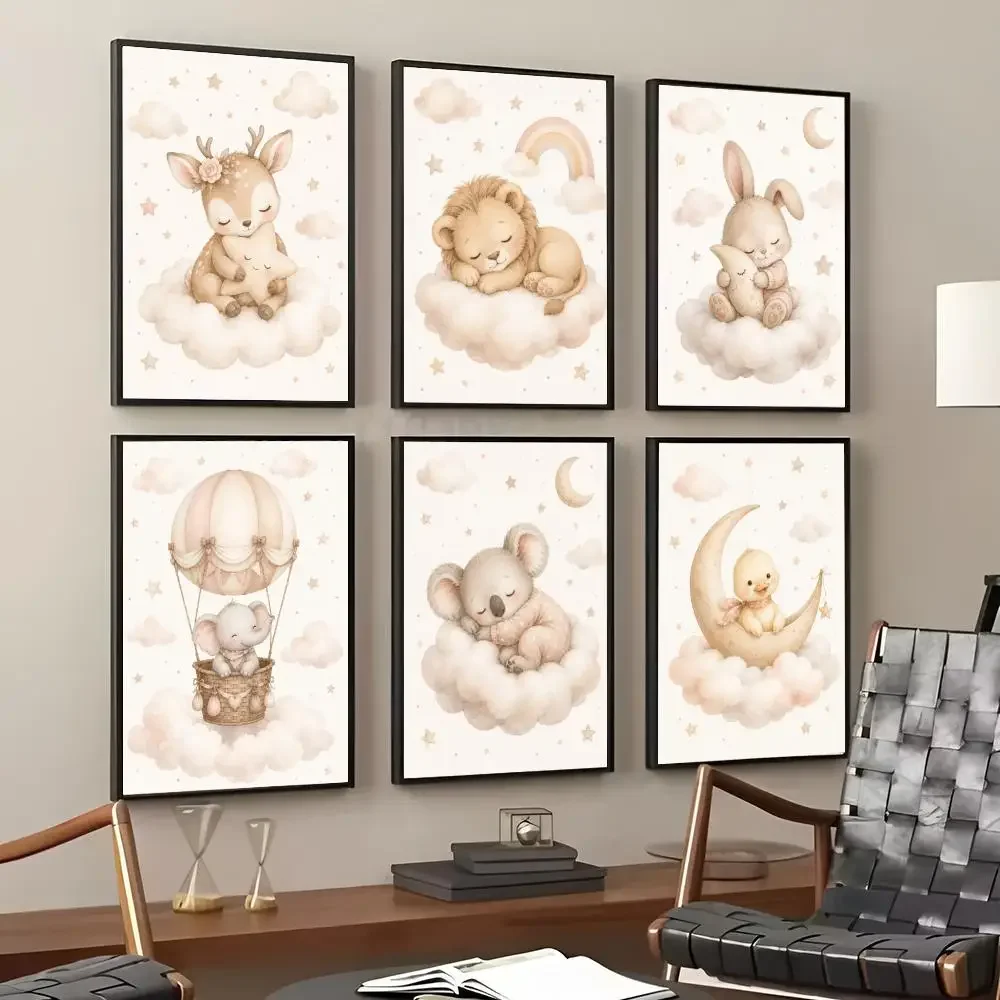 Niedliche Tier-Kinderzimmer-Gemälde Kalligrafie Baumwoll-Leinwand Wandkunst Poster Hochwertige Dekorationsmalerei für Wohnzimmer Heim-Dekoration