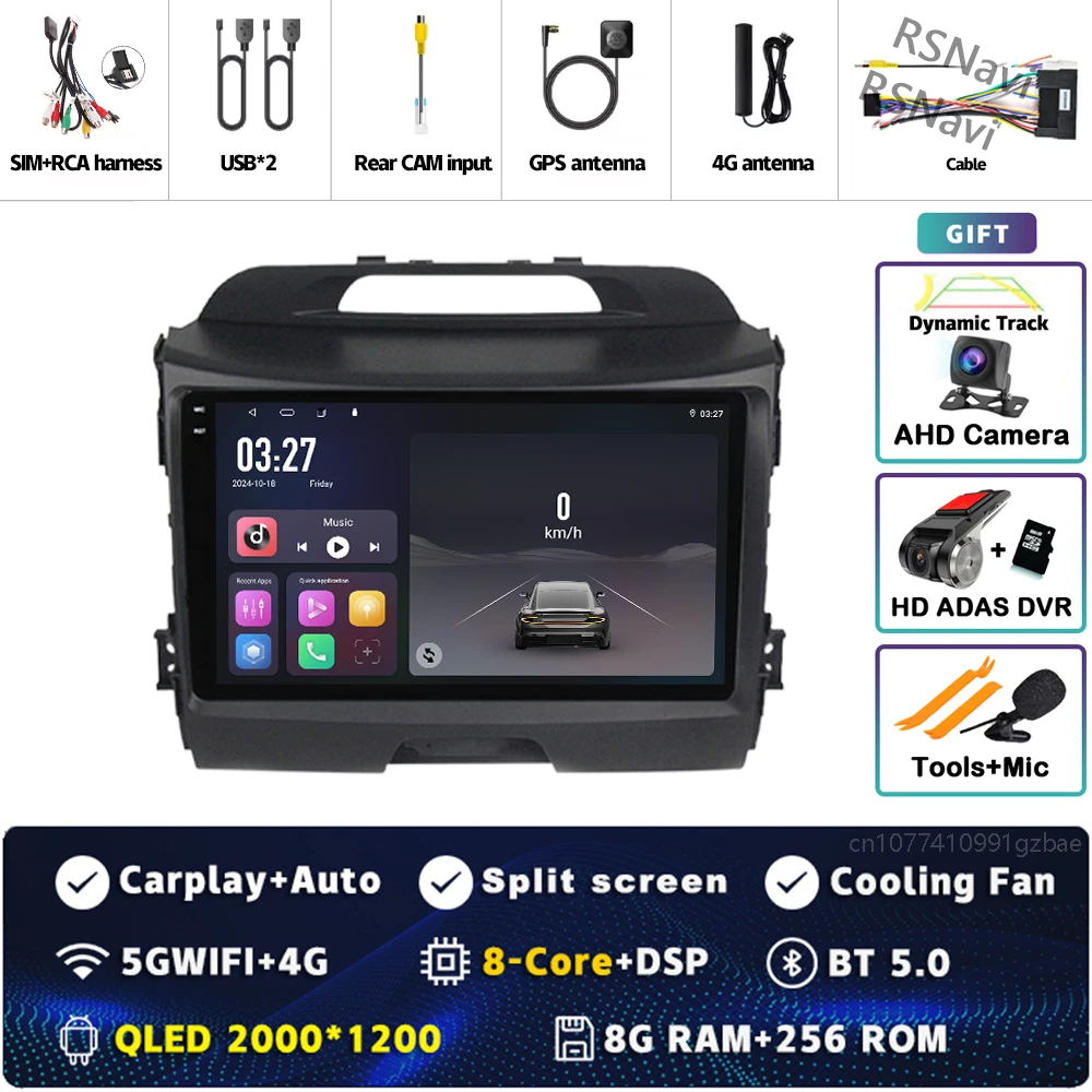 Android 15 Voor Kia Sportage 3 SL 2010-2016 2K QLED Android Autoradio Multimedia Video Player GPS Stereo CarPlay 4G Head Unit