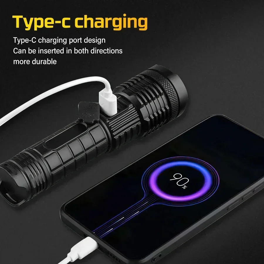 High Power Led Flashlights Long Shot Zoom Super Bright Flashlight Led USB Rechargeable Very Strong Led Flashlight For Camping