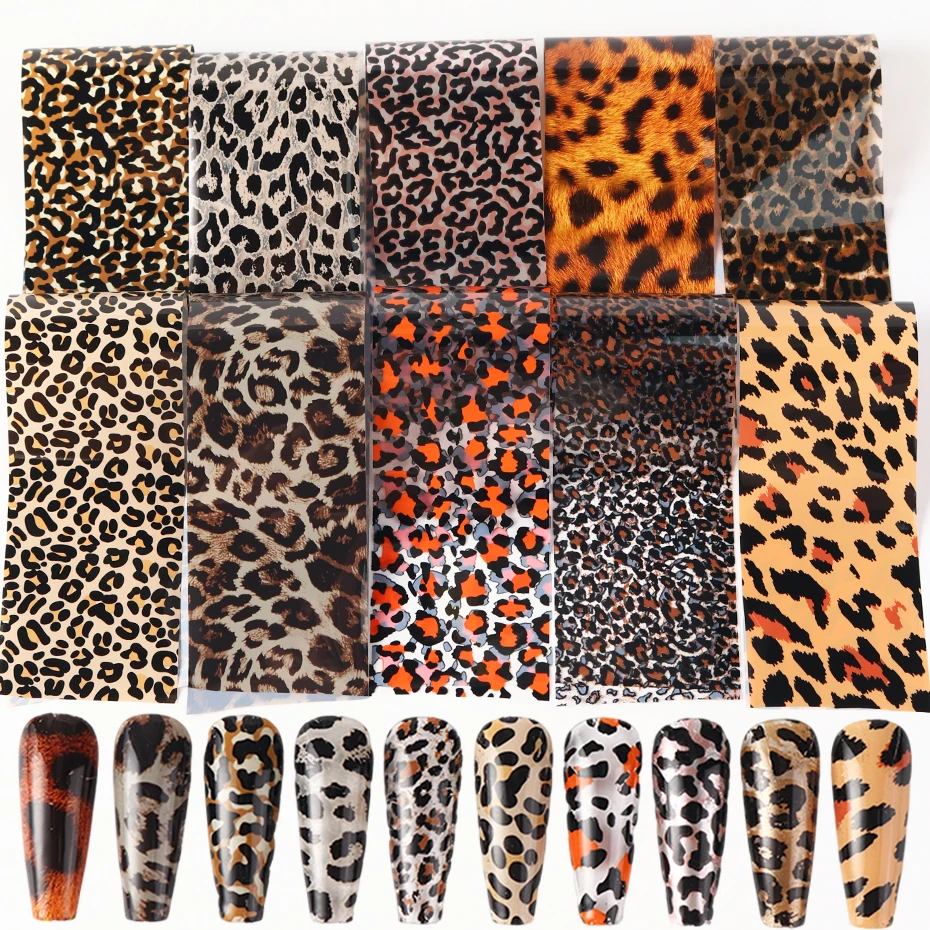 Zestaw 10 szt. kolorowych foli – Nail Art Leopard recenzja i cena