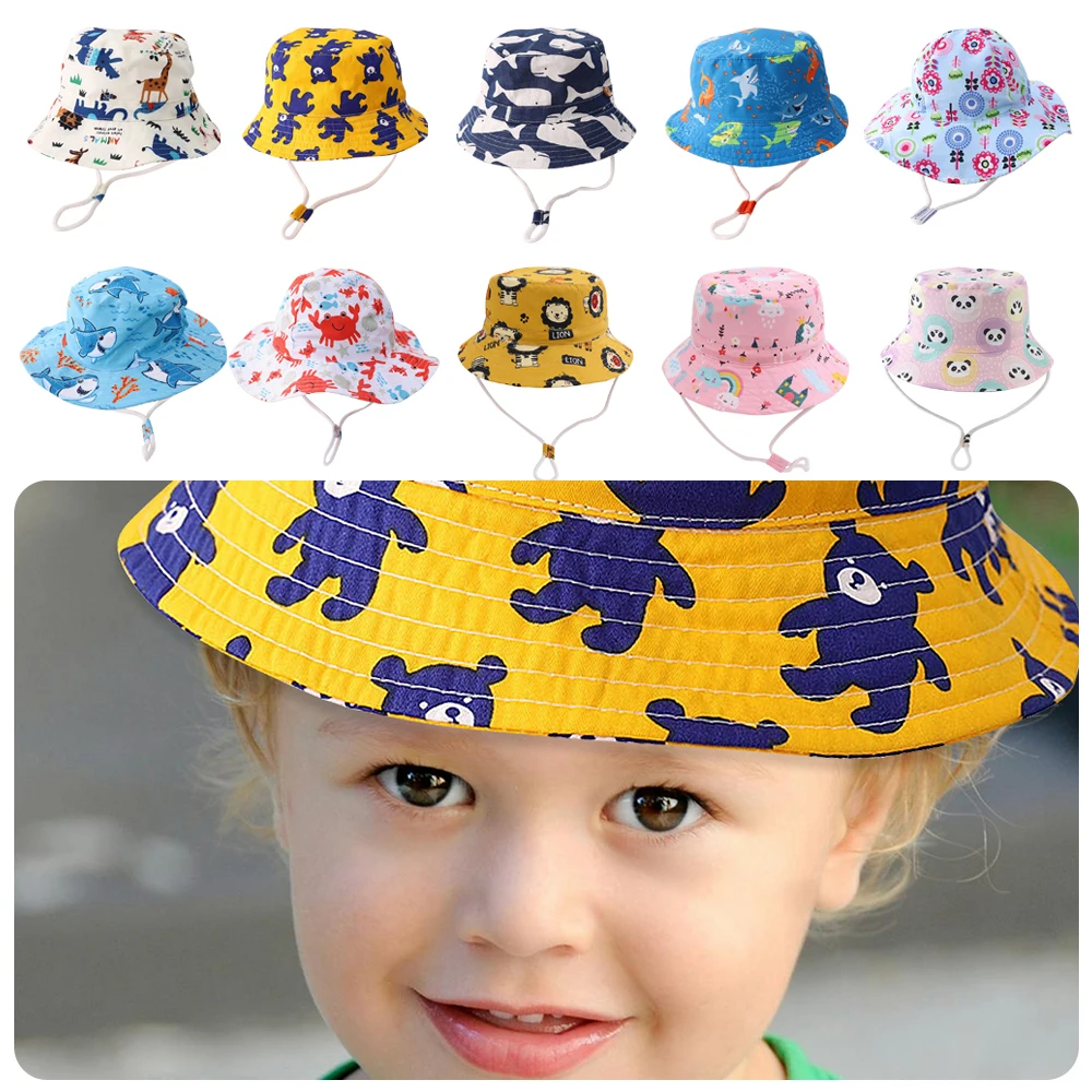 

Милые детские шапки из хлопка и полиэстера с защитой от ультрафиолета, детская панама с защитой от солнца, универсальная панама с героями мультфильмов, уличная детская панама для малышей