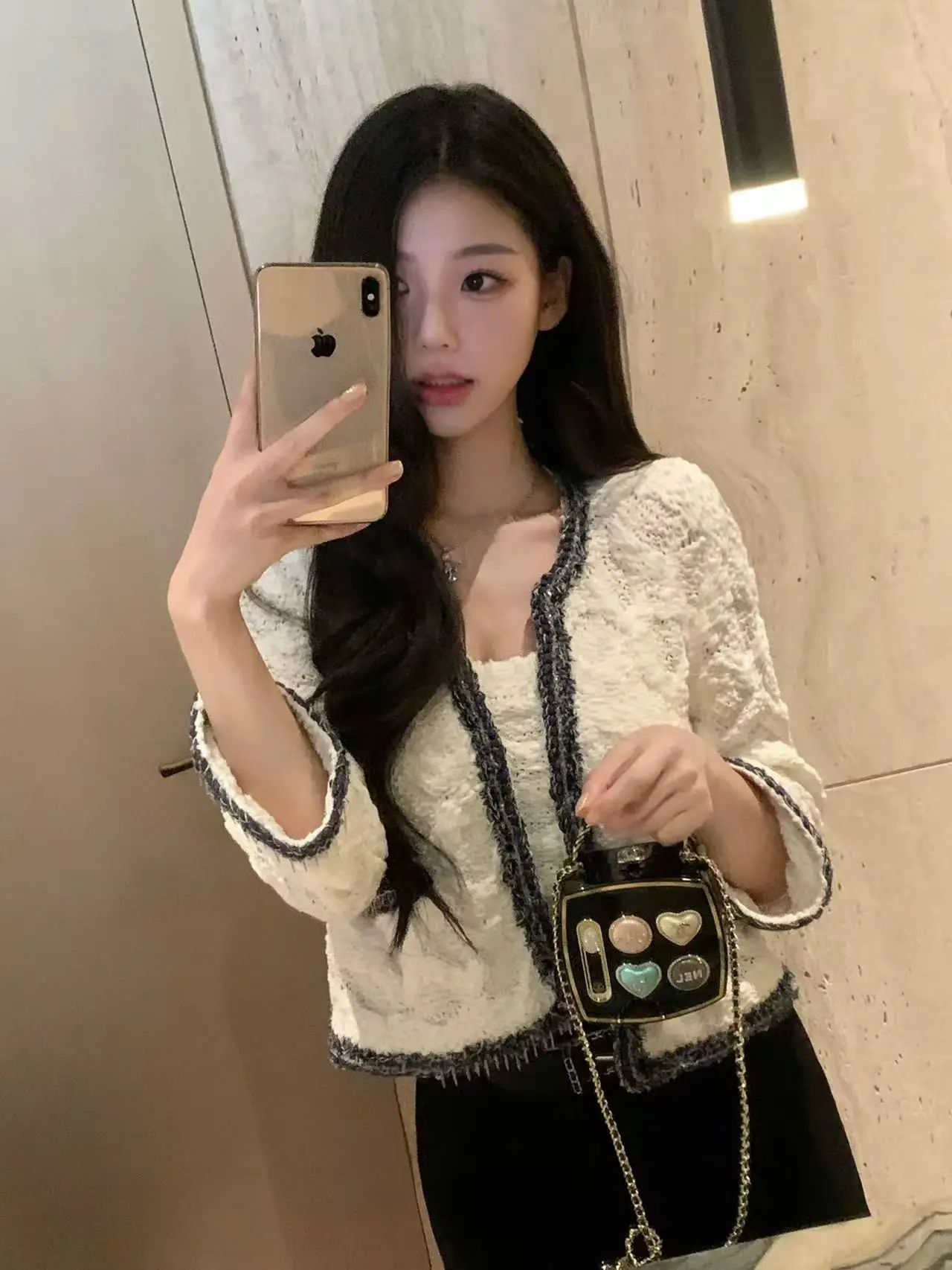

Sweet Soft Women's Patchwork Knitted Cardigan Coat Autumn New Arrival High End Outerwear Sweater And Tank Top 2 Pieces Set F149