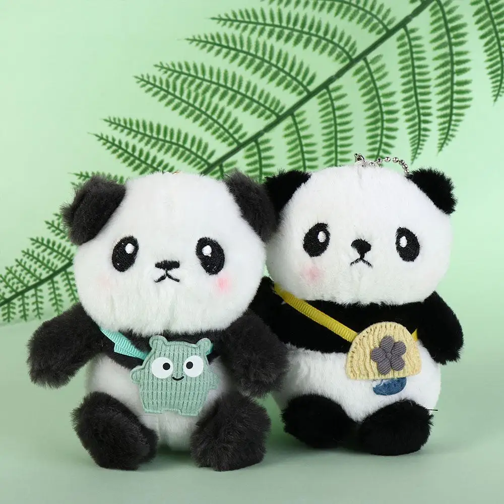 Fashion Lovely Little Fresh Panda Keychain Female Backpack Ornament Stuffed Toy Pendant Car Key Ring Decoration