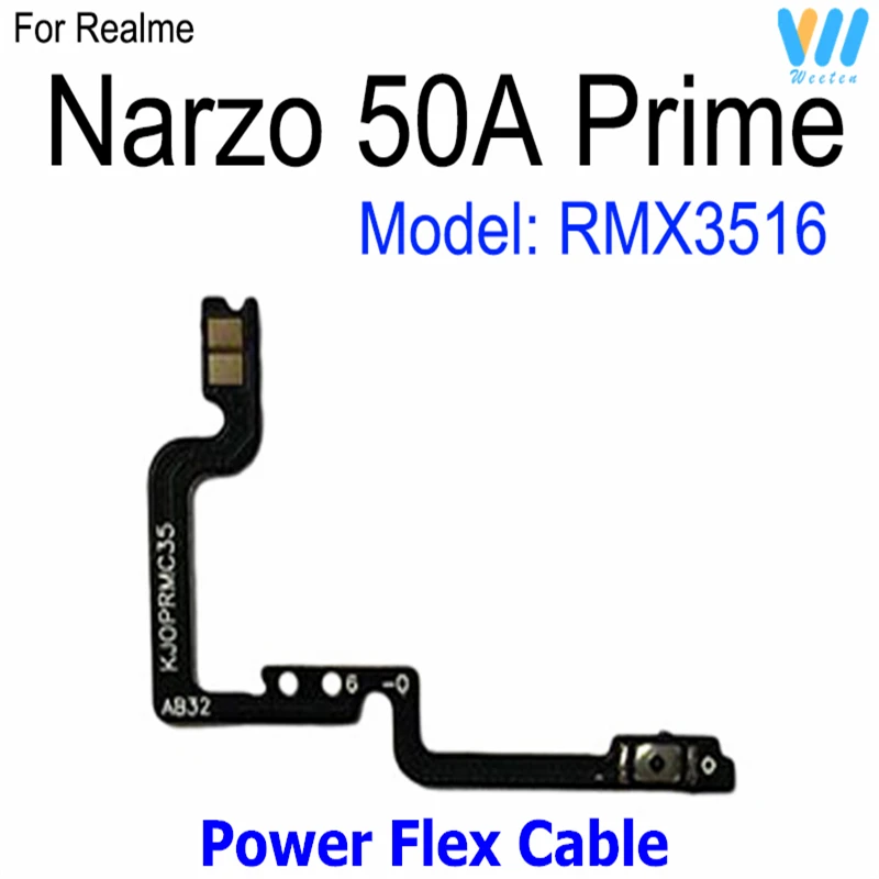 Power Volume Buttons For Realme Narzo 50 50i 50A Prime 4G 5G ON OFF Power Volume Switch Side Keys Flex Ribbon Flex Cable Parts