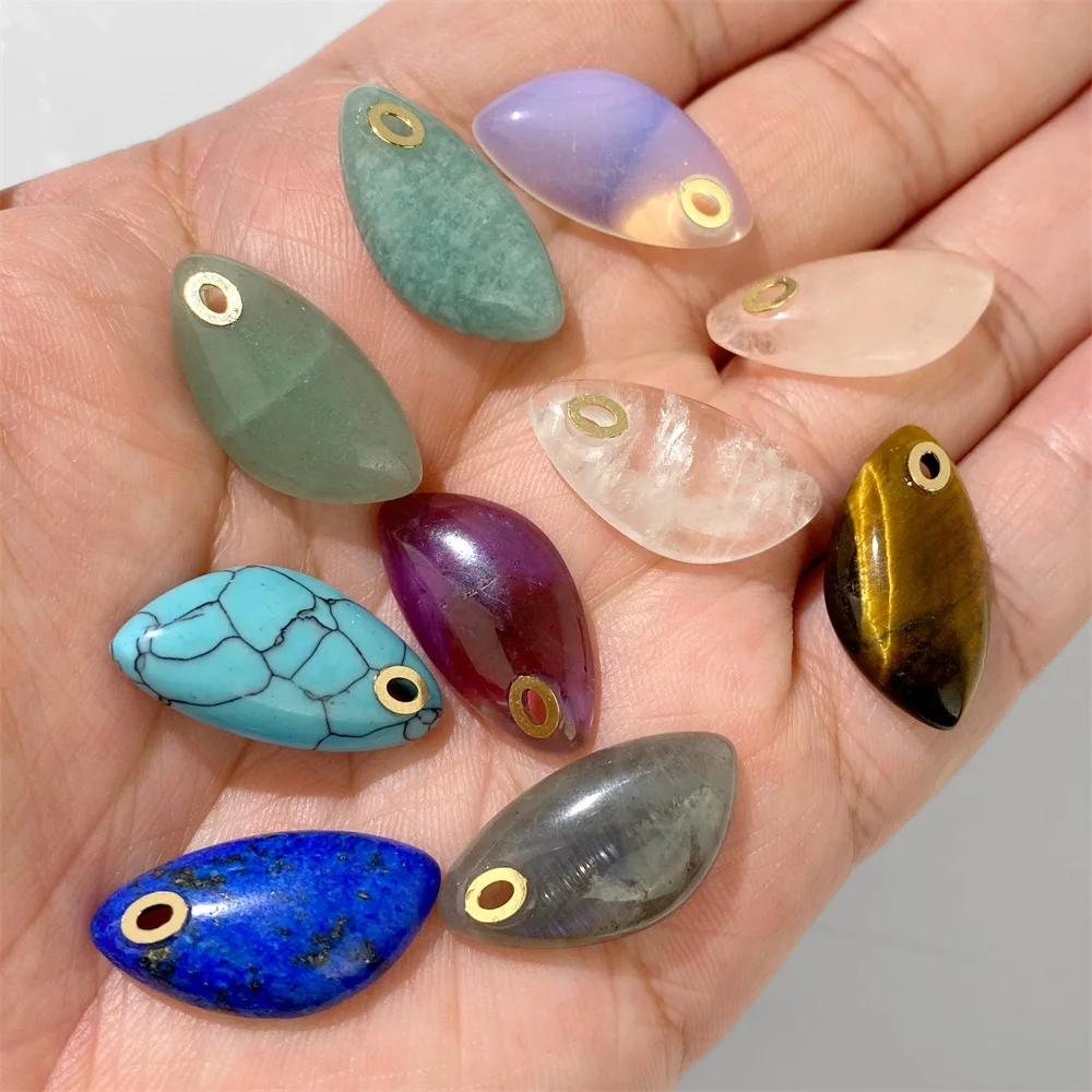 2 قطعة/الوحدة الموضة الطبيعية غير النظامية حجر قلادة جمشت عين النمر اللازورد سحر لصنع المجوهرات عقد دي اي واي أقراط 12x25mm #4