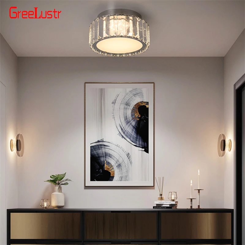 

Modern K9 Crystal Led Ceiling Lamp Decor Bedroom Luxury Chandelier Indoor Lighting Fixture Round Pendant Light Chrome Lustre