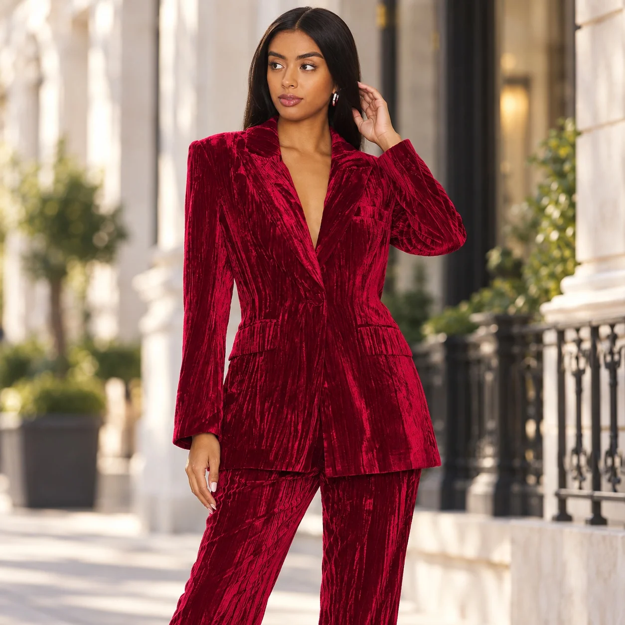 No Hood Pockets Suit Mid Length Streetwear with Slim Fit Patchwork Regular Sleeve Notched Lapel Autumn Women Fitted Blazer