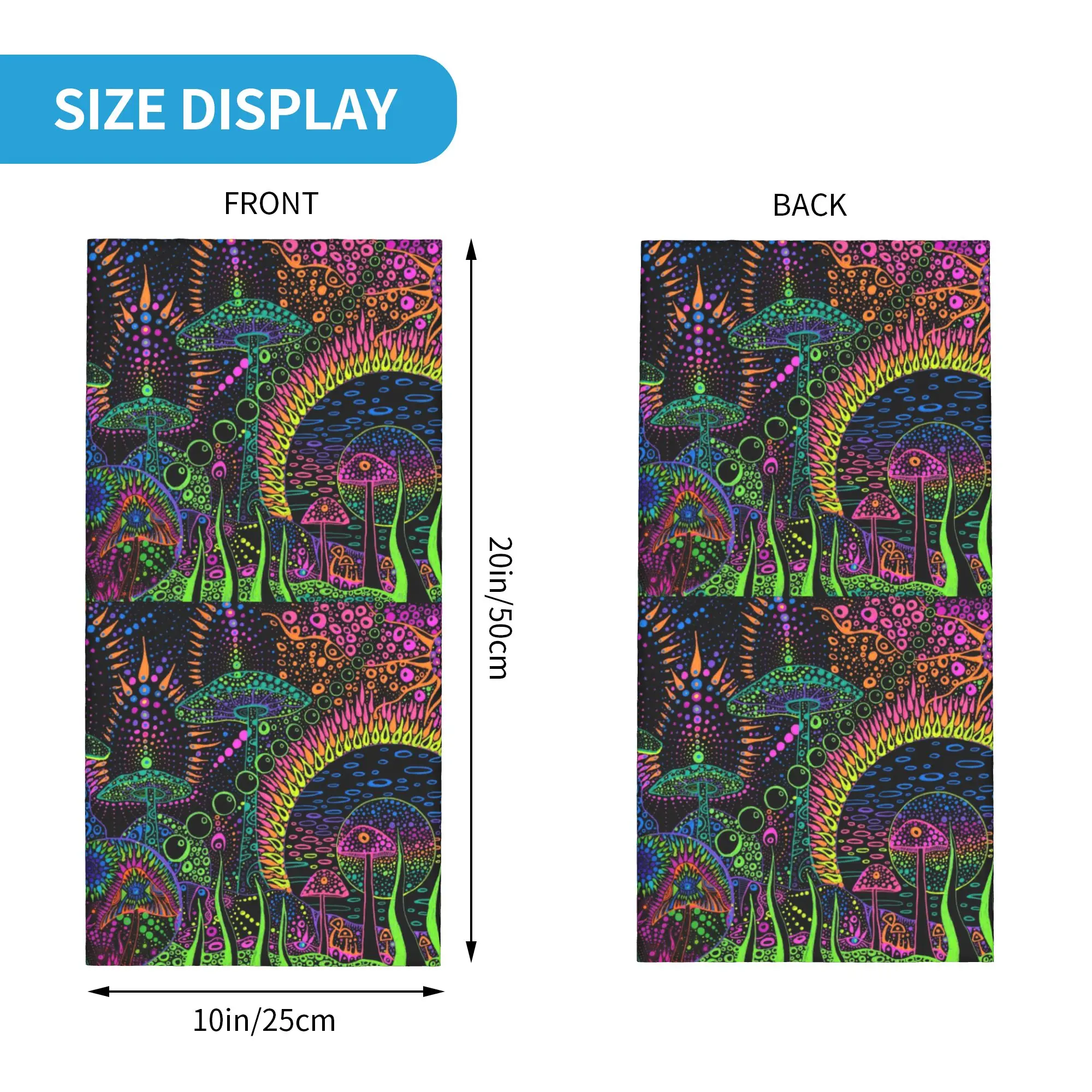 Magic Mushroom Trippy Psychedelic Neon Pastel Goth Bandana Neck Gaiter UV Protection Face Scarf Cover Headwear Tube Balaclava