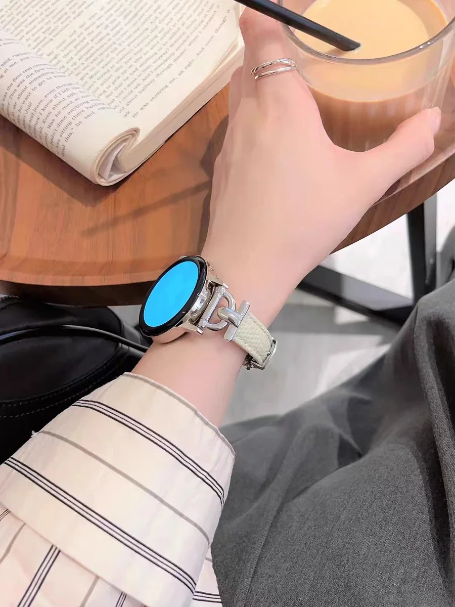 Nice Metal strap leather loop link For Samsung Galaxy Watch 7 FE 5 Pro 4 6 classic 44mm 40mm sport bracelet correa band