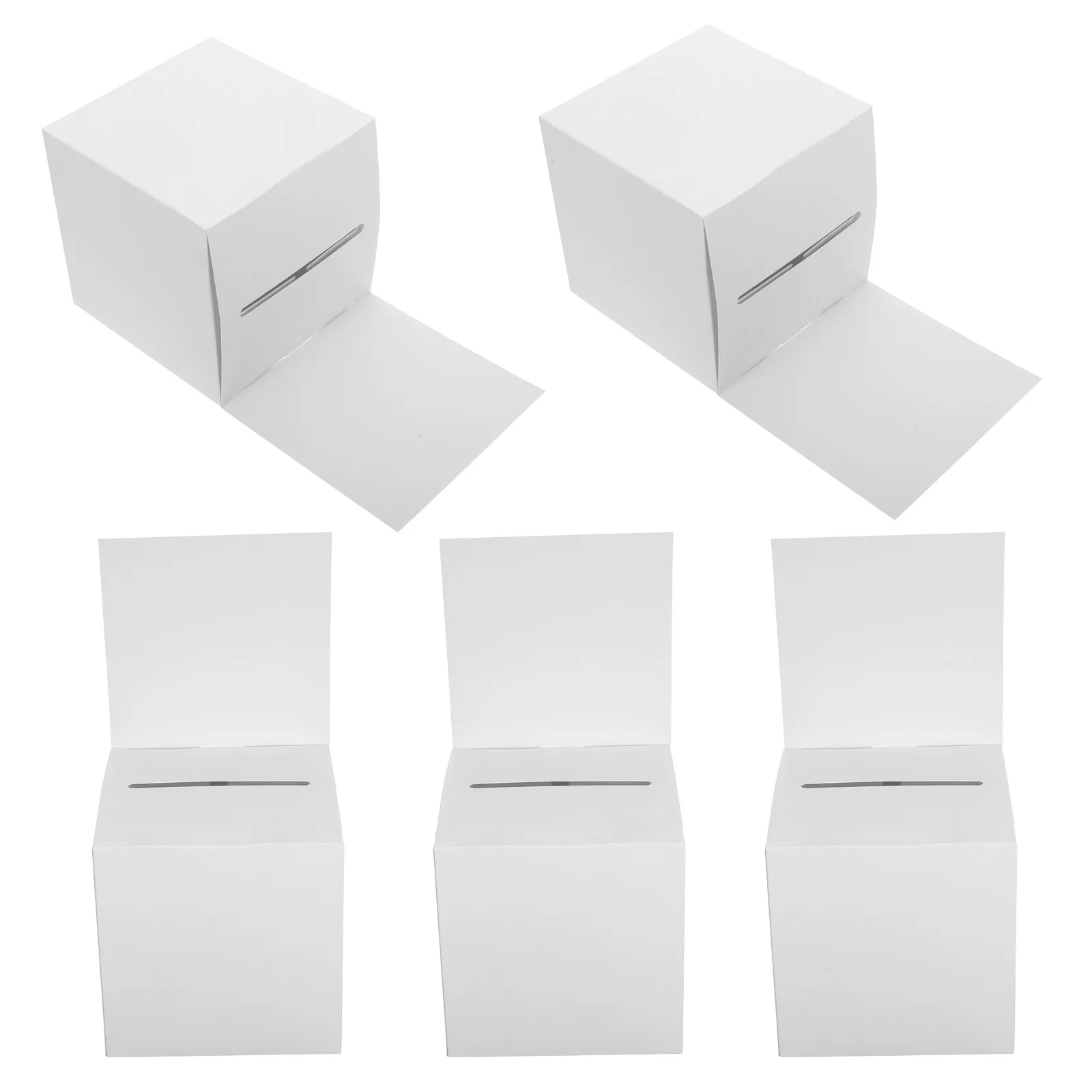 5 pcs Acrylic Ballot Box Suggestion Donation Voting Fundraising Collection Halloween Christmas New Year Ballot Boxes White